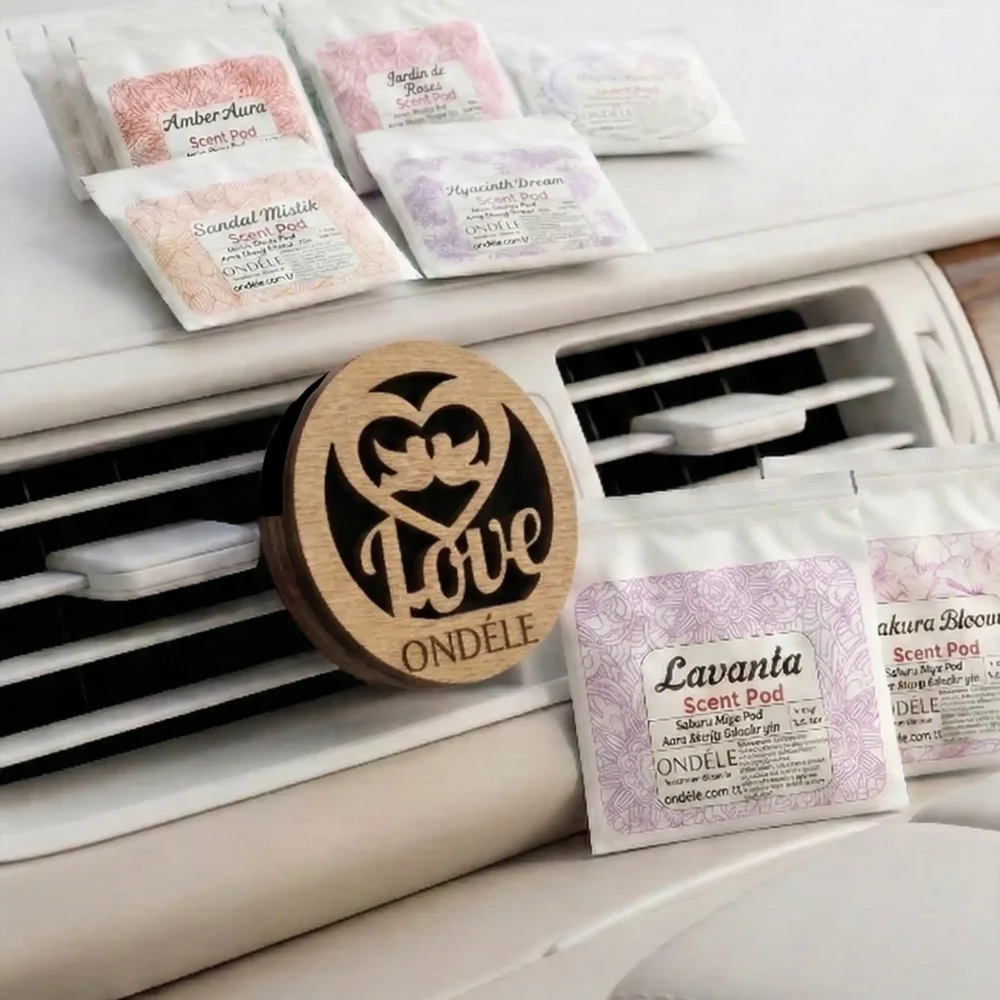 009 ONDÉLE Aero Ahşap Araç Kokusu ve Difüzörü | 10 Adet Değiştirebilir Keçe Scent Pod | Premium Oto Aksesuarı MD009 - Görsel 1