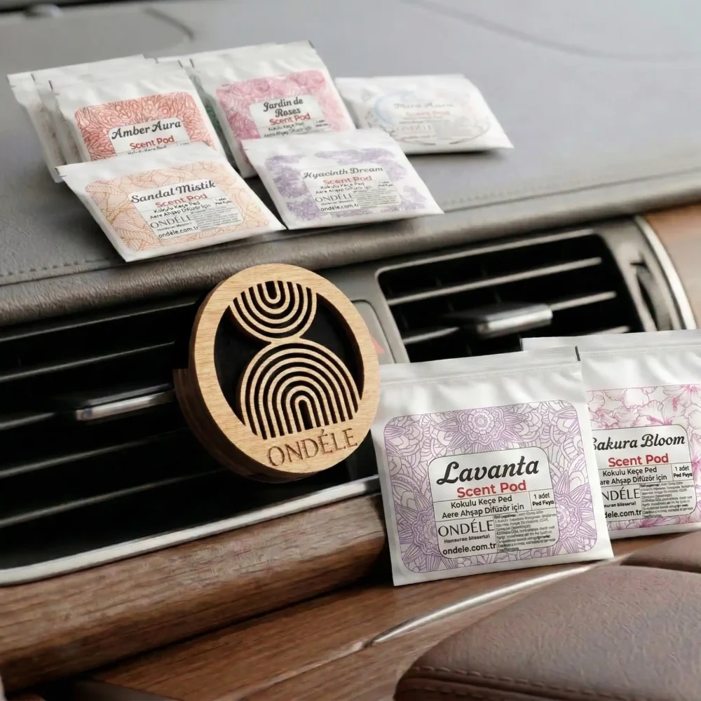 011 ONDÉLE Aero Ahşap Araç Kokusu ve Difüzörü | 10 Adet Değiştirebilir Keçe Scent Pod | Premium Oto Aksesuarı MD011 - Görsel 1