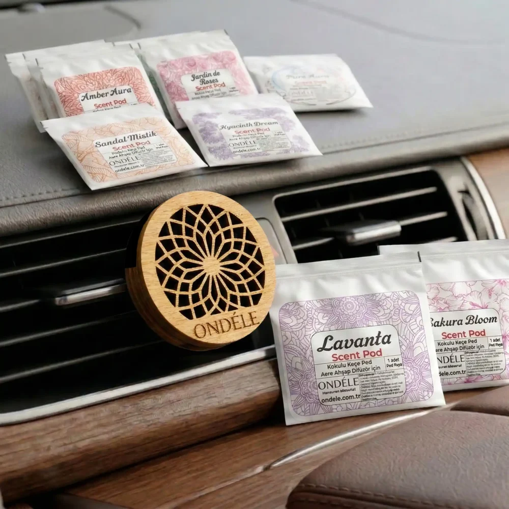 012 ONDÉLE Aero Ahşap Araç Kokusu ve Difüzörü | 10 Adet Değiştirebilir Keçe Scent Pod | Premium Oto Aksesuarı MD012 - Görsel 1