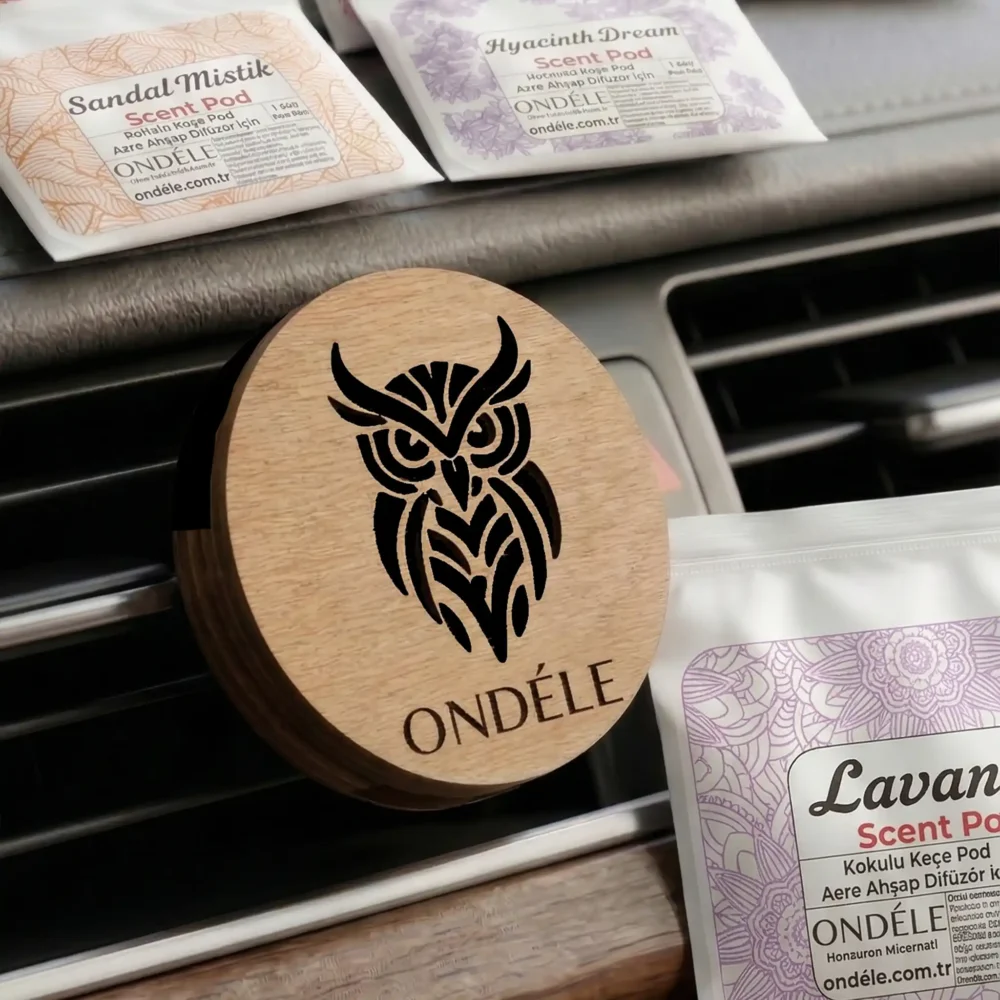 016 ONDÉLE Aero Ahşap Araç Kokusu ve Difüzörü | 10 Adet Değiştirebilir Keçe Scent Pod | Premium Oto Aksesuarı MD016 - Görsel 1