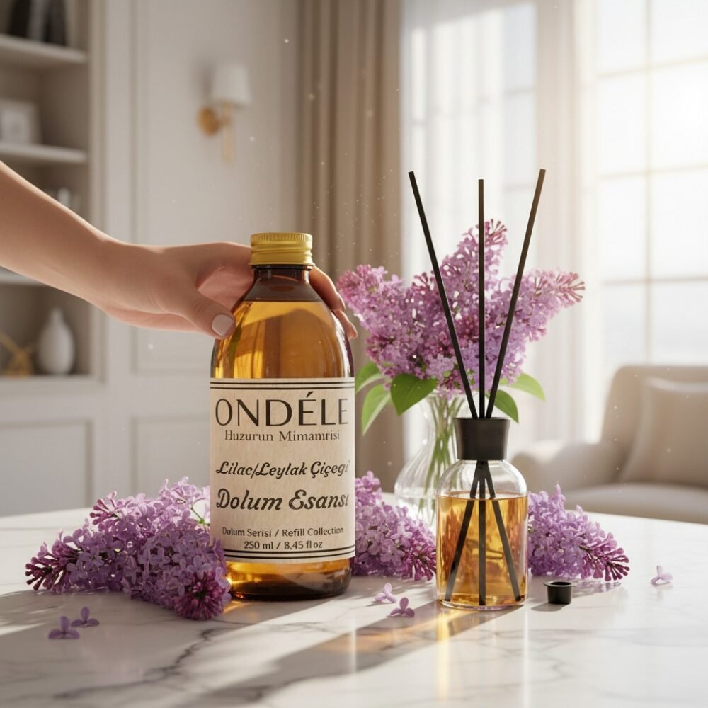 lilacc (Ürün Sahneleme) ONDÉLE Leylak Çiçeği Hazır Yedek Esans (250ml - 1000ml) | %40 Yüksek Konsantrasyon | +50ml Hediye Şişe ve Bambu Çubuk Seti - Görsel 1