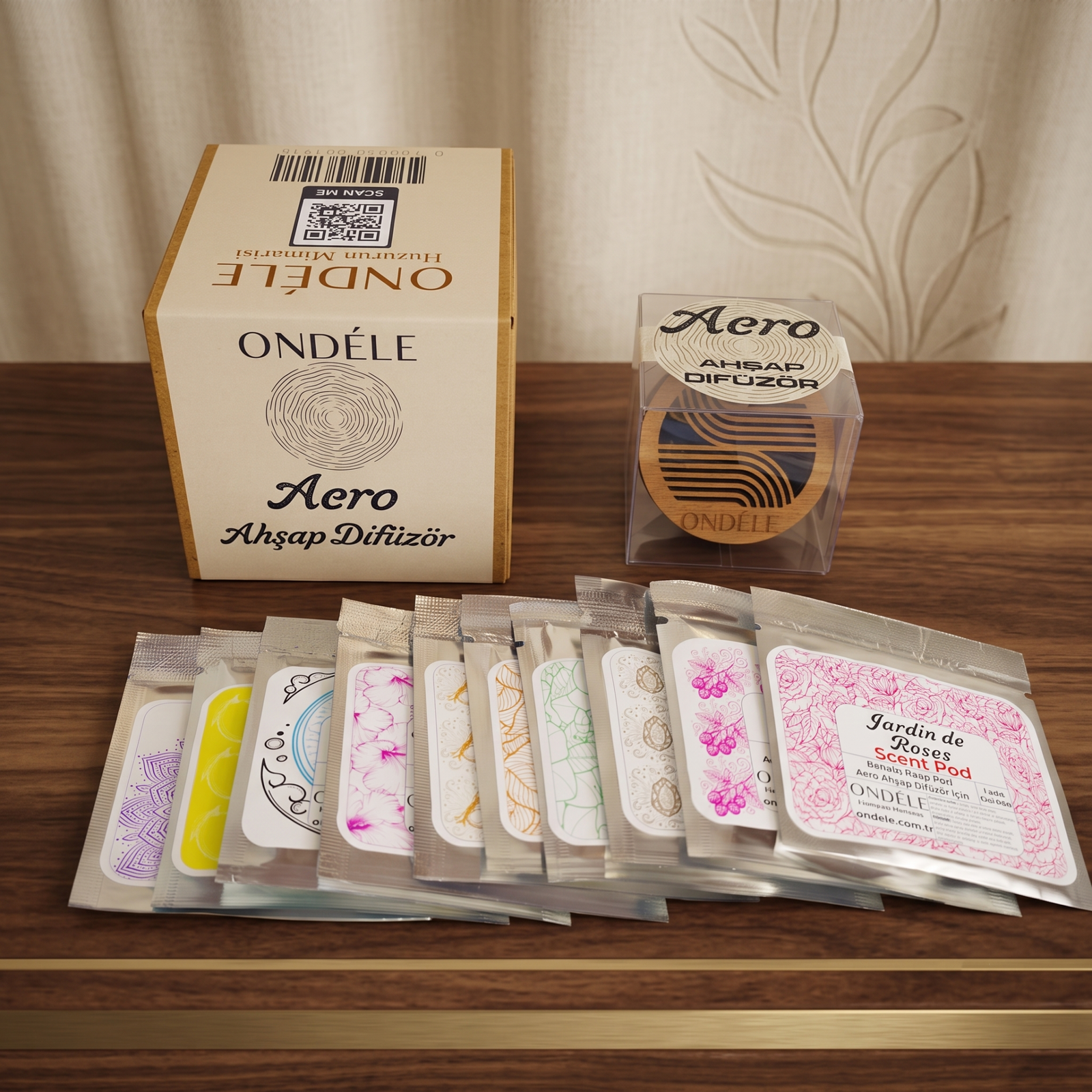 ONDÉLE Aero kutu içeriği — difüzör ve 10 keçe pod